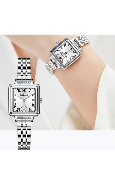 Youtrico Labaoli ladies wristwatch, diamond-set, silver-tone,square watch