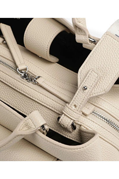 Armani Exchange Women's Ecru Shoulder Bag with Extra Zipper and Snap Pocket Compartment and Detachable Shoulder Strap Xw001545 Af