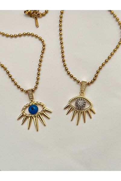 mibrillo قلادة عين دوريكا الفولاذية (قلادة إما) (قلادة كاجلا شيكيل)