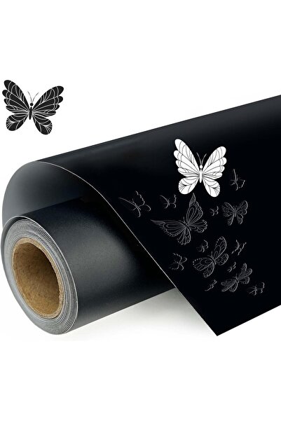 ALAYRA International ALAYRA Glossy Black Adhesive Vinyl Roll 40×500 cm – Durable Waterproof Vinyl for DIY, Car Decals
