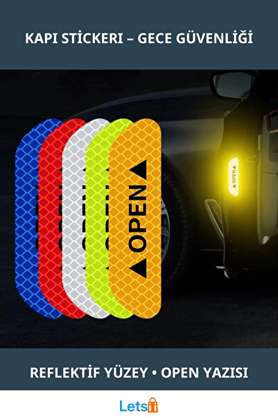 Letsii Reflektif Su Geçirmez Araç Kapı Stickerı Açık Uyarı Logo