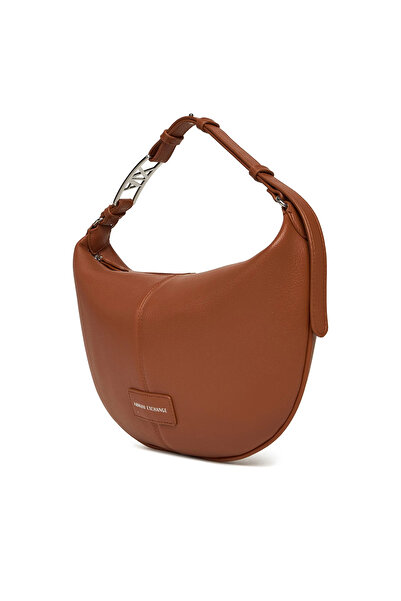 Armani Exchange Women's Adjustable Strap Zippered Logo Label Brown Shoulder Bag Xw001574 Af15632-U6048