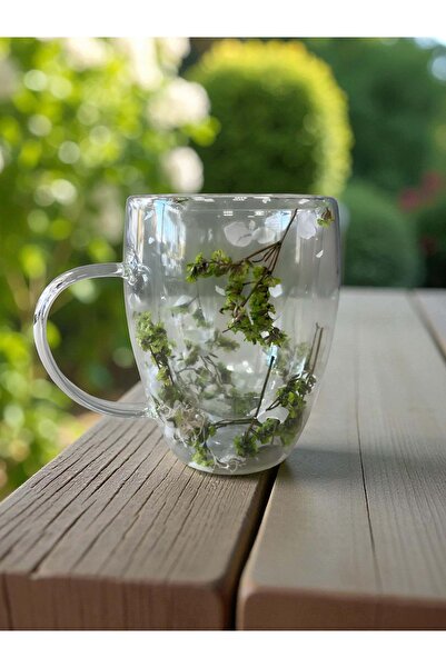 Malooki Double heat-resistant glass mug with flowers inside, 350ml Mariah
