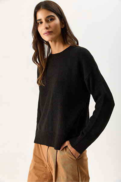 VENA Women's Anita Crew Neck Knit Sweater - Black