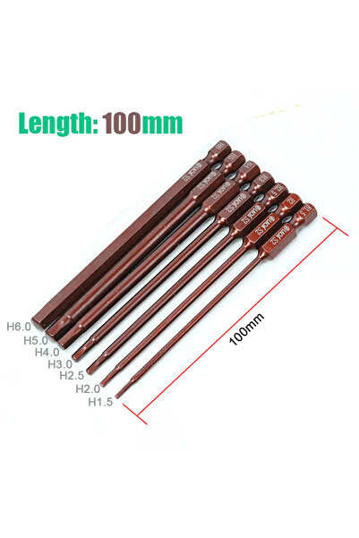 Choice 100 مم 7 قطع LAOA S2 رؤوس مفك براغي سداسية الشكل رؤوس مفك براغي كهربائية برأس مفك براغي سداسي ممتد