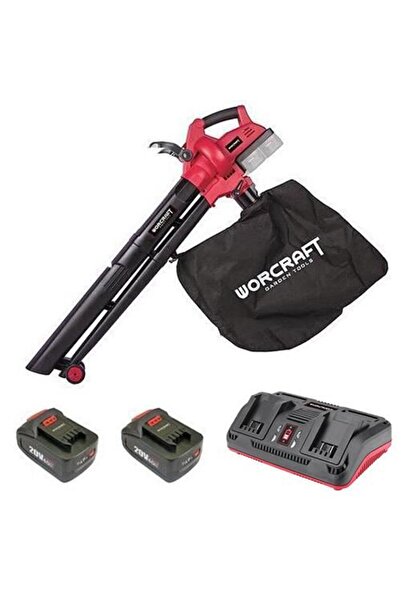 Worcraft leaf vacuum/blower with 2 x 20V 4Ah batteries and dual charger
