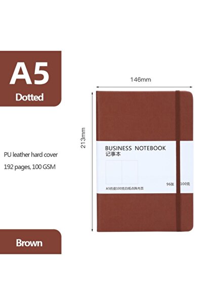 Choice A5 A513-Brown A5 Notebook Classic Journal Dotted Paper Hard Cover 100 GSM 192 Pages Planner Bujo Di