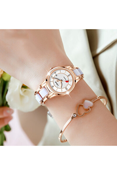 Youtrico ساعة لاباولي النسائية البيضاء، مصنوعة من الفولاذ والسيراميك، مناسبة ...