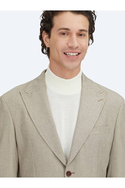 Kip Brown Checkered Modern Fit Jacket