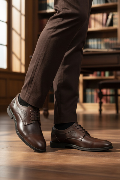 WALKWAY Brown Genuine Leather Men's Classic Shoes 2499 m