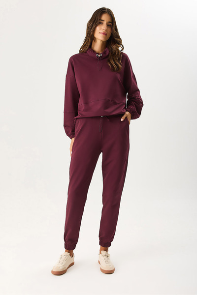 VENA Дамски еластични, тесни, прави панталони от спортен екип - бордо