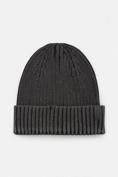 Pull & Bear Siyah yıkanmış görünümlü bere