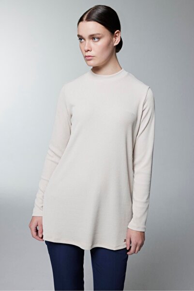 Zühre Crew Neck Corded Fabric Long Sleeve Stone Underwear I-0014