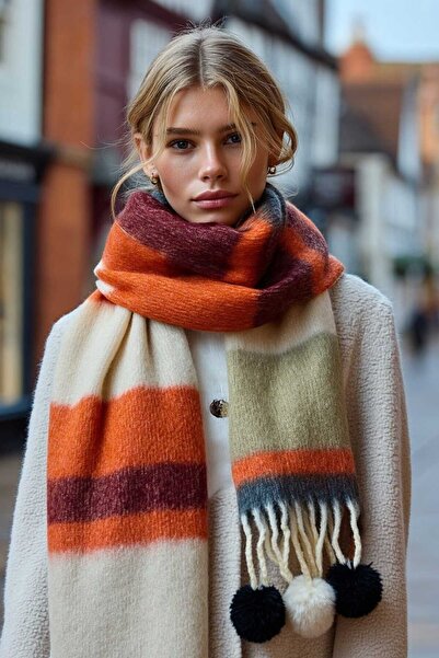 LAGRANZE Eșarfă cu pompon pentru femei