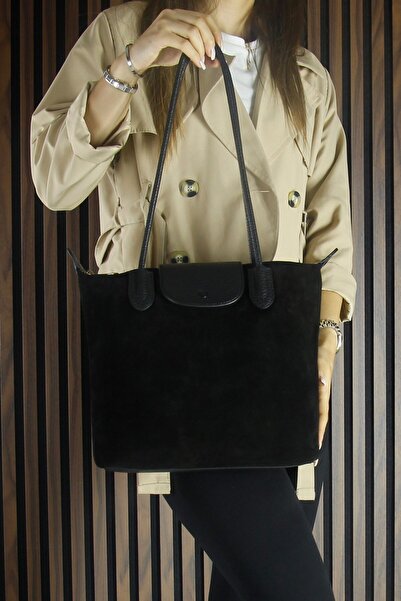 Erkan Saçmacı Чорна натуральна шкіра, замша, на блискавці, з магнітною кришкою, велика щоденна сумка через плече