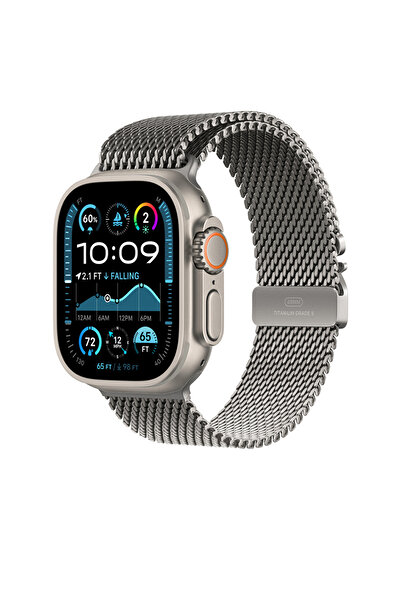 UnDePlus سوار معدني من التيتانيوم الحقيقي لساعة أبل ألترا 1/2/3 مقاس 49 ملم 100