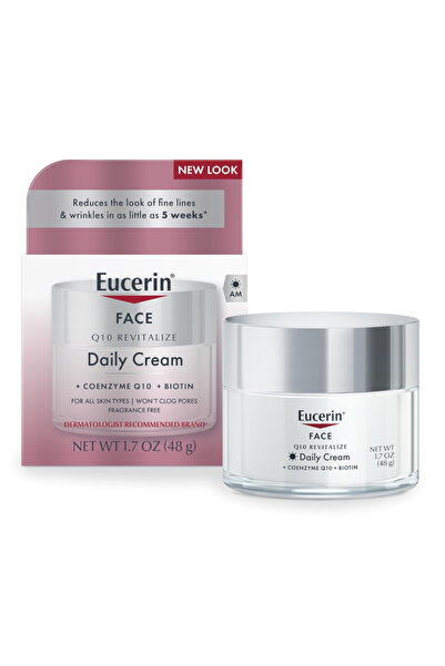 Eucerin Q10 Anti-Wrinkle Face Cream, Unscented Face Cream for Sensitive Skin, 1.7 Oz Jar 48gr
