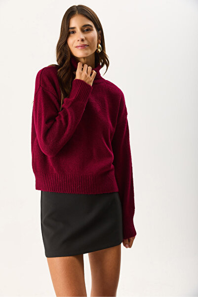 VENA Γυναικεία Πλεκτά ψηλός λαιμός Χοντρά - Βουργουνδίας