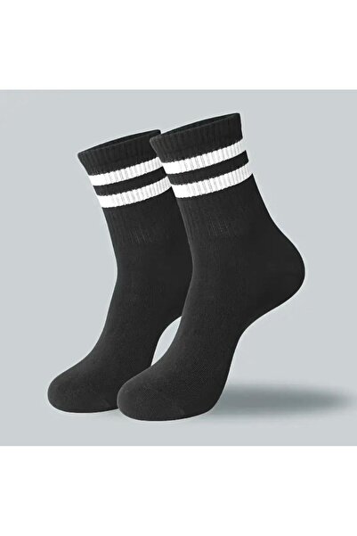 Vast Unisex Black and White Hoop Tennis College Cotton Socks 8-Pack (4 Pairs White, 4 Pairs Black)
