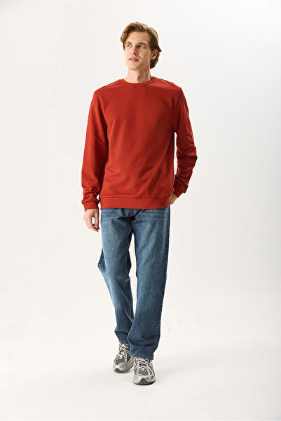 VENA Ανδρικό φούτερ Rich Crew Neck Regular Fit 3 Thread Basic 100% βαμβάκι - Πλακάκι