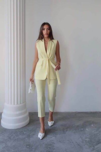 Swass Yellow High Waist Ankle Length Pants