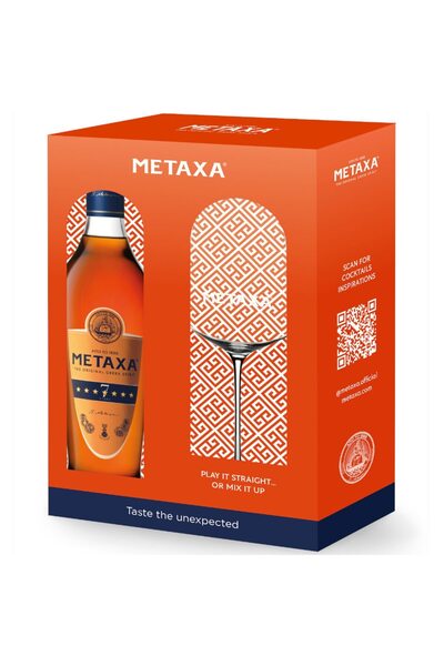 Metaxa Coniac Brandy 7 Stele, 40%, 0.7l + un pahar