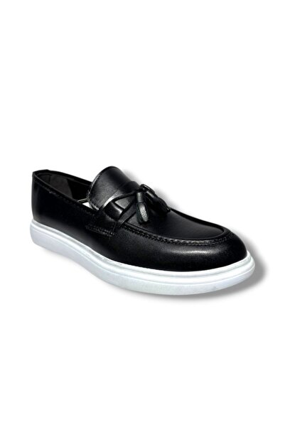 Cakgo Rasgo 5140-26 Leather Bow Tassel Men's Shoes Black White