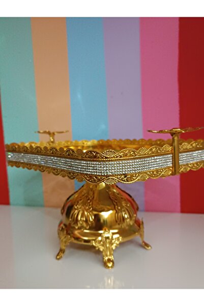 DEKOR ZÜCCACİYE HOME Gold Metal Butterfly Stone Pedestal Rectangular Glass Candy Dish Presentation Plate