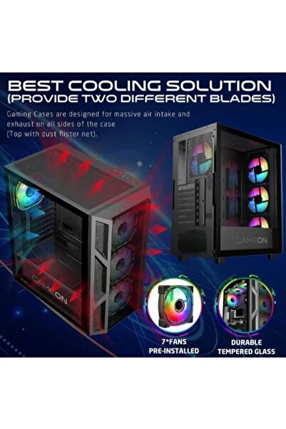 GAMEON Gaming PC Bundle, Trident Case, i5 12400F, 16GB DDR4, 1TB SSD, 6GB 3050, 23.8" 120Hz Monitor