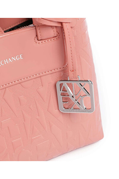Armani Exchange Women's Magnetic Closure Zippered Compartment Logo Patterned Pink Shoulder Bag Xw001576 Af17290-U4076