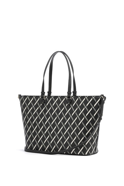 Armani Exchange Women's Black Shoulder Bag with Removable Shoulder Strap and Patterned Metallic Logo Accessory Xw000926 Af17155-