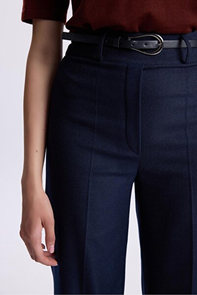 Zühre Navy Blue Trousers with Belt Detail P-0210