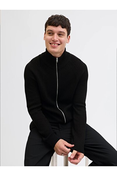 Jack & Jones Jj Pannel Knit Zip Cardigan Aw 25 / Relaxed Fit High Neck Knit Cardigan