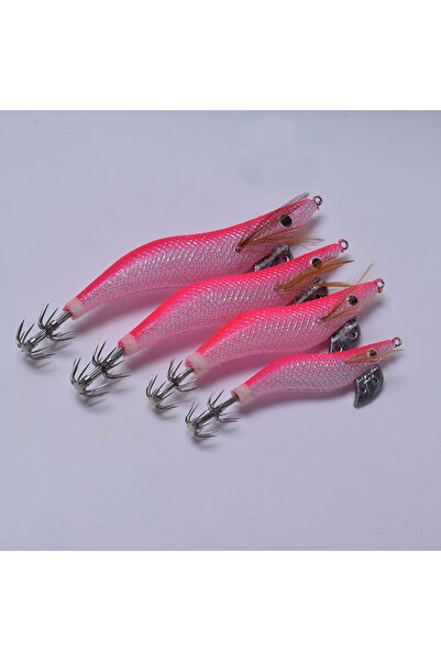 Choice 12.2 سم وردي قطعة واحدة من الروبيان الخشبي المضيء، خطاف صيد فلوري، طعم صيد صاروخي وهمي، حبار