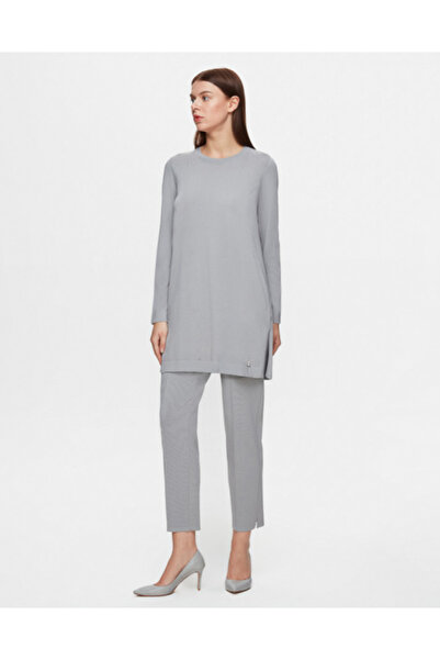 MISS DALIDA Dar Paça Triko Gri Pantolon