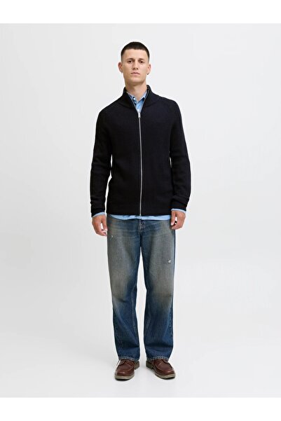 Jack & Jones Jj Pannel Knit Zip Cardigan Aw 25 / Relaxed Fit High Neck Knit Cardigan