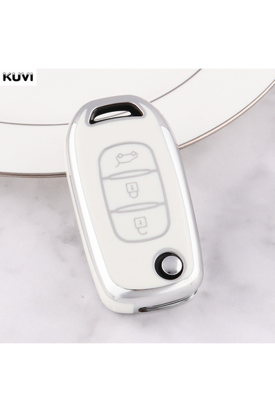 choice2 غطاء حماية أبيض قابل للطي لمفتاح السيارة من مادة TPU، متوافق مع رينو ...