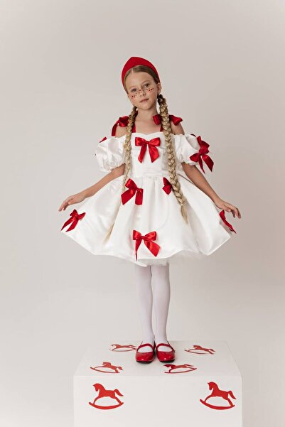 INDRESS STUDIO Kız Çocuk Balon Kol Fiyonk Detaylı Elbise