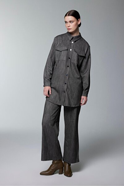 Zühre Patterned Pocket Detailed Brown Shirt G-0117