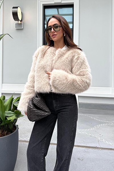 Nazliye Ekru Premium Midi Kürk