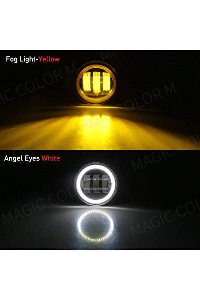 Choice7 مصابيح ضباب أمامية صفراء وبيضاء على شكل عين الملاك، يمين ويسار، لسيار...