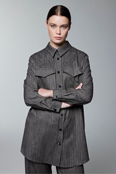 Zühre Patterned Pocket Detailed Brown Shirt G-0117