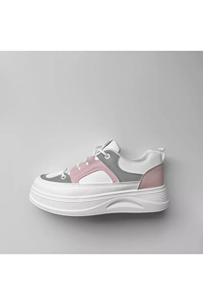 Casual Women's sneakers made of eco-leather, casual, CL2309, White with Gray