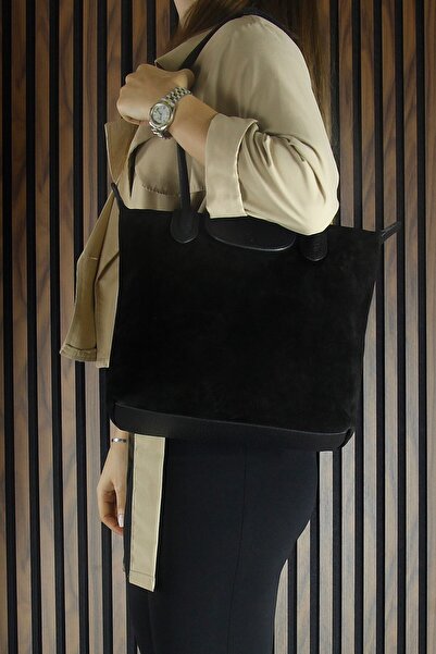 Erkan Saçmacı Чорна натуральна шкіра, замша, на блискавці, з магнітною кришкою, велика щоденна сумка через плече