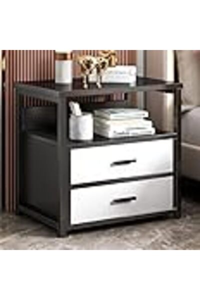 ALEKHTYAR ALSAH Nightstand Bedside Table 40x34x50 cm with Drawer (Black)