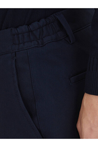 Kip Navy Blue Technical Casual Cotton Blend Trousers