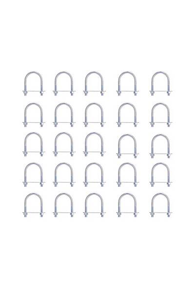 EmaConstruct Set de 25 de console de fixare a panourilor de gard galvanizate cu placă și piulițe pentru stâlp de 48,3 mm