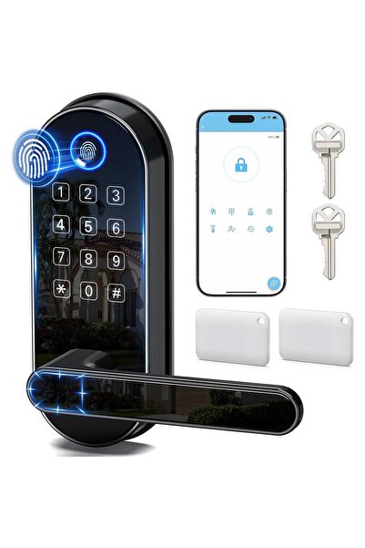 Elindor ® Yala inteligentă cu amprentă și cod de acces, fără cheie, neagră