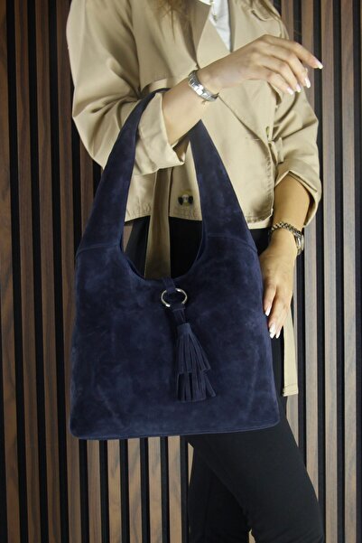 Erkan Saçmacı Сумка через плече середнього розміру з магнітною застібкою, з підкладкою з натуральної шкіри телячої шкіри та китицями