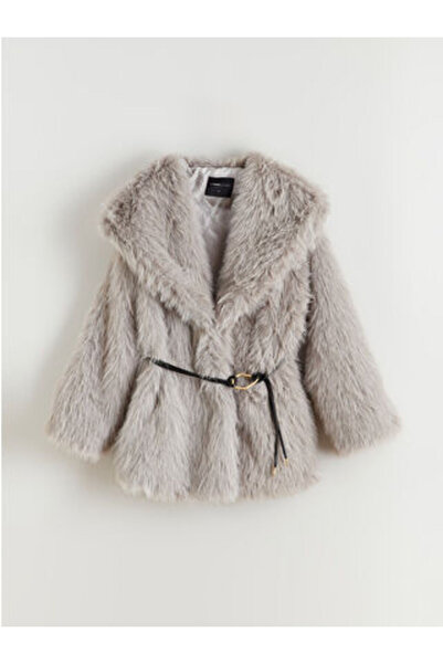 LC Waikiki Lcwaikiki Classicblack Shawl Collar Oversized Women's Fur Coat